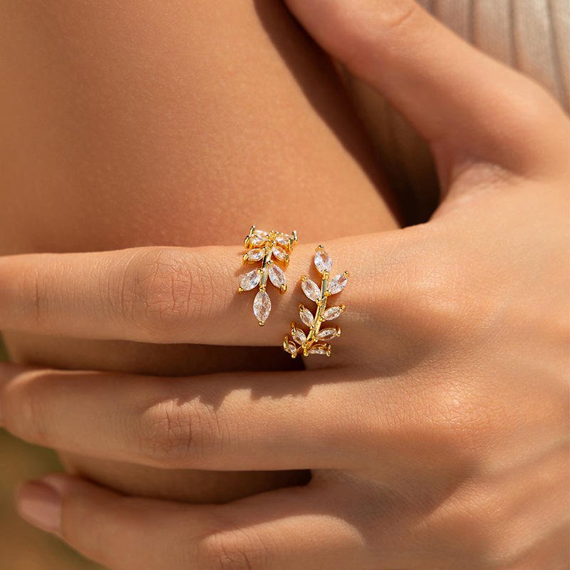 18K gold wheat ear ring